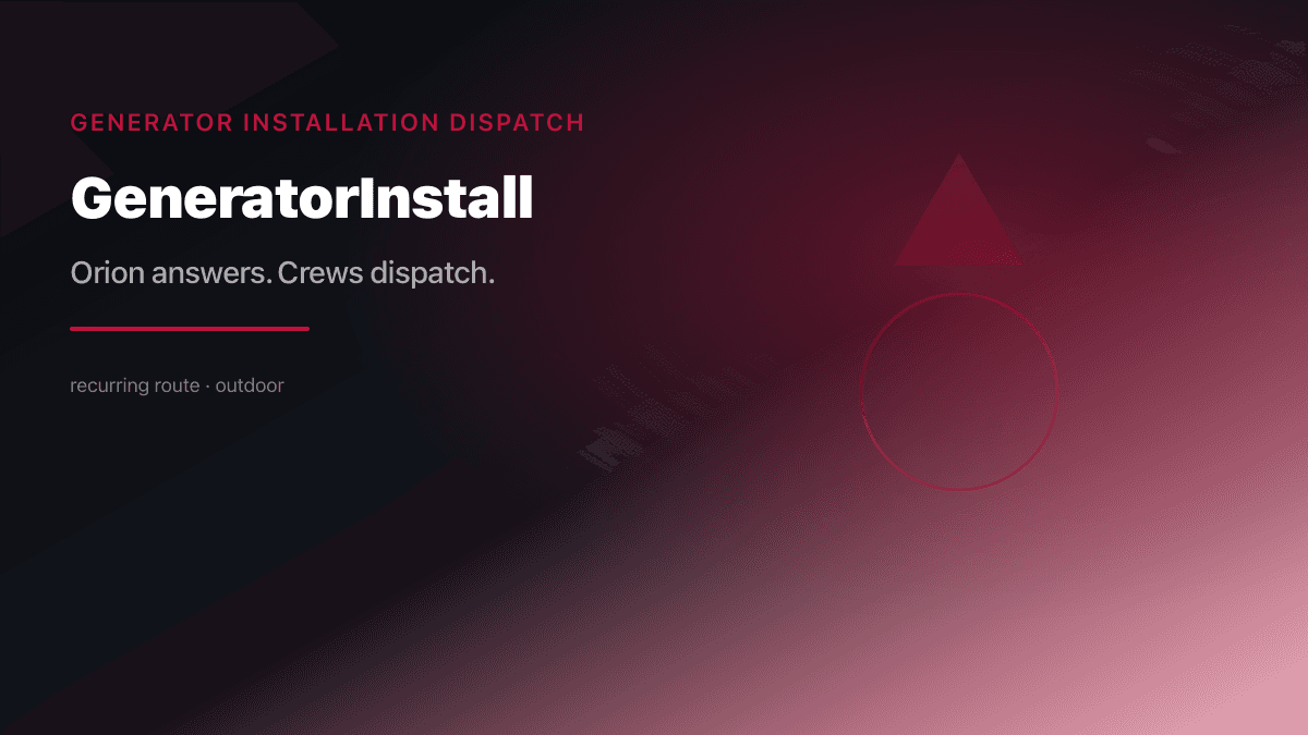 Generator Install Dispatch preview
